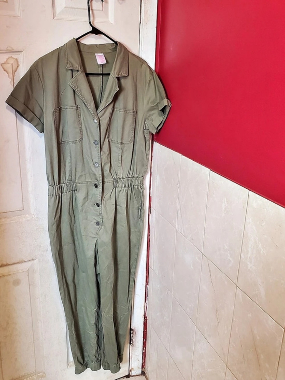 No Boundary. Olive Short Sleeve Jumpsuit. Xlarge.